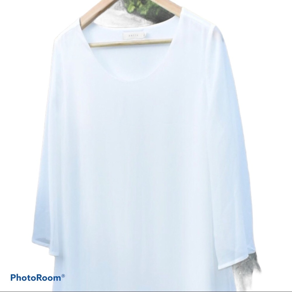 NWT - entro white midi shift dress with intricate lace trim size large